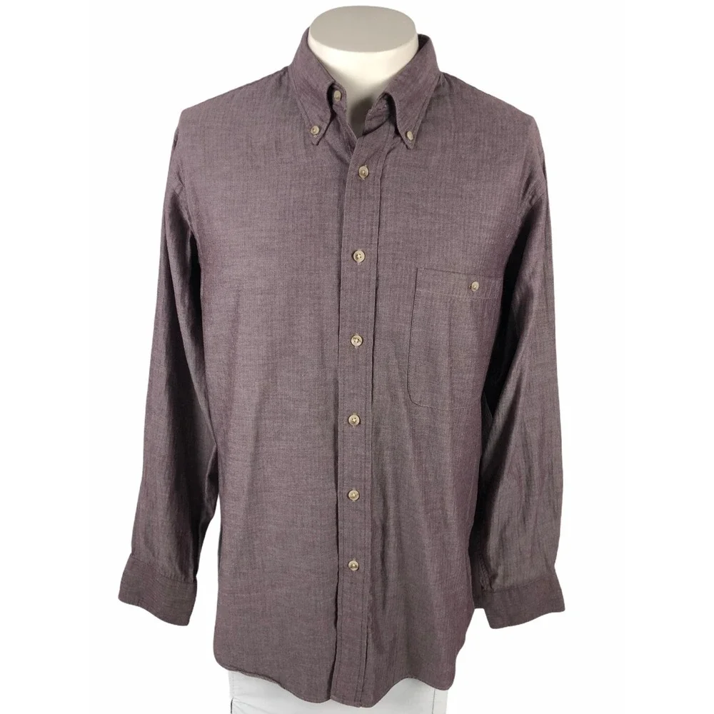 Sears Roebuck Mens 16 1/2 - 34/35 Shirt Herringbone Single Needle Vintage EUC